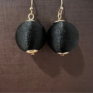 Black Woven Ball Drop Earrings